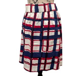 Talbots Blue and Red Bubble Skirt Knee-Length Casual